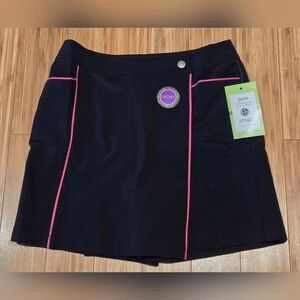 NWT Christopher & Banks Sporty Black Skort with Pink Piping